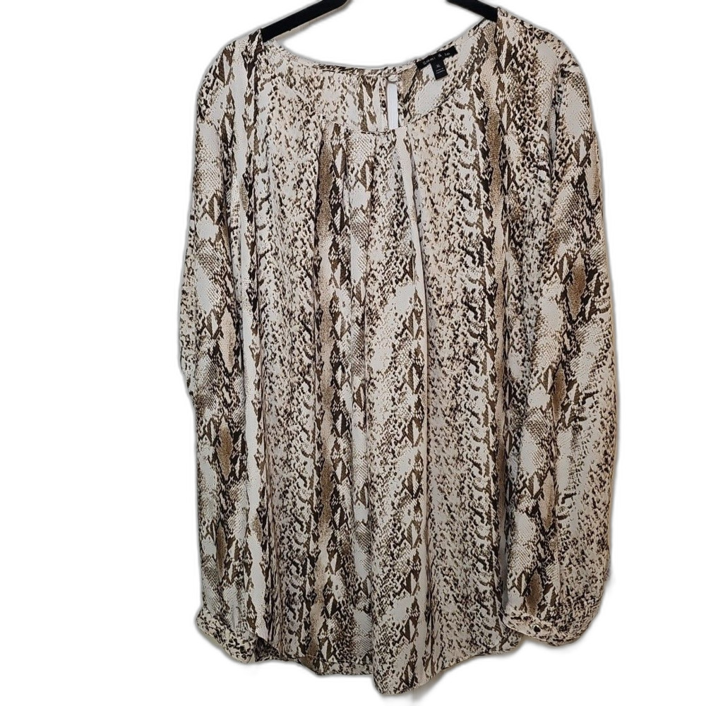 Sami & Jo Women's XL Brown Design Flowy Peasant Boho Blouse